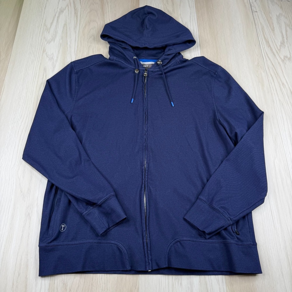 Twillory Athleisure Mens Blue Lightweight Performance Full Zip Hoodie Size XL